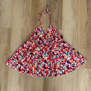 Flowy Halter Floral Backless Top
